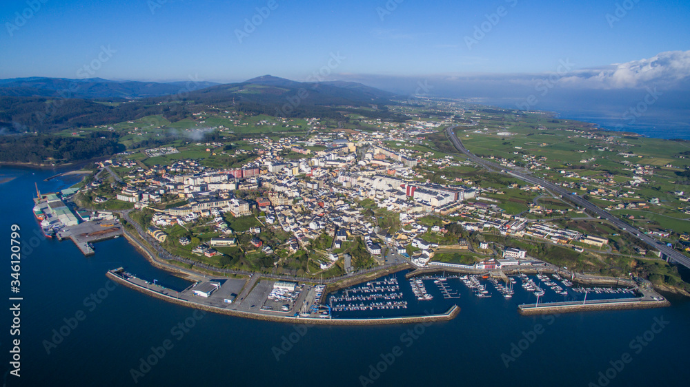Fototapeta premium aerial view of Ribadeo in Galicia Spain