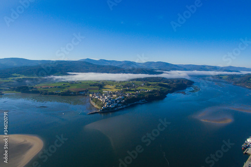 aerial view of Castropol in Asturias Spain