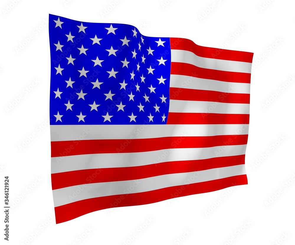Fototapeta premium Waving flag of the United States of America. Stars and Stripes. State symbol of the USA. 3D illustration
