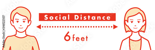 Social distancing set of icons