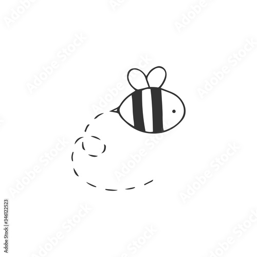 A bee vector hand drawn icon. Fast delivery, express mail logo element.