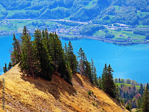 Lake Walensee, between the mountain ranges of Churfirsten and Seeztal subalpine valley, Walenstadtberg - Canton of St. Gallen, Switzerland (Kanton St. Gallen, Schweiz) photo