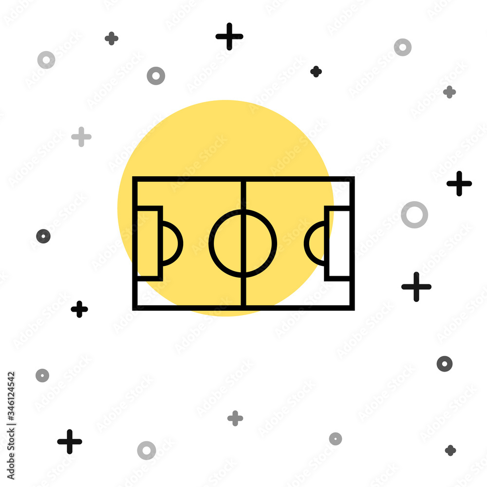 Black line Football or soccer field icon isolated on white background. Random dynamic shapes. Vector Illustration Black line Football or soccer field icon isolated on white background. Random dynamic shapes. Vector Illustration