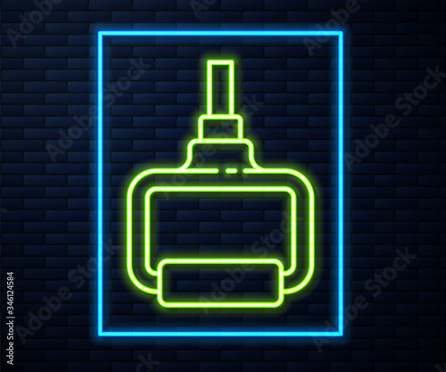 Glowing neon line TPX loop training equipment icon isolated on brick wall background. Sport equipment. Vector Illustration