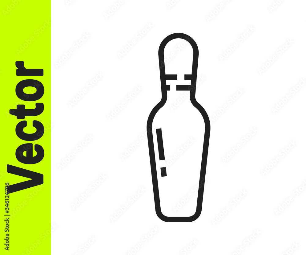 Black line Bowling pin icon isolated on white background. Vector Illustration