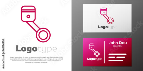 Logotype line Engine piston icon isolated on white background. Car engine piston sign. Logo design template element. Vector Illustration