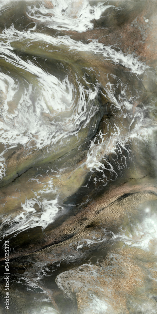 Textura fluida de resina epoxi tonos verde oscuro, ocre y gris con un