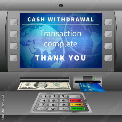 ATM machine with cash withdrawal operation