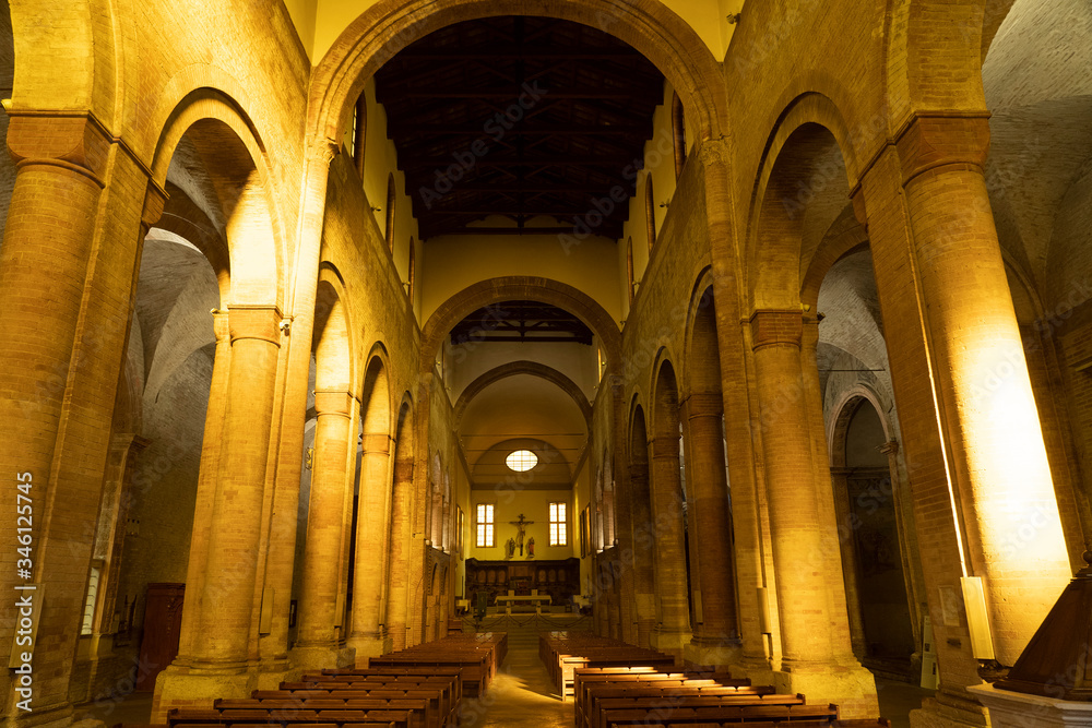Interior of San Mercuriale church in Forli, Emilia Romagna