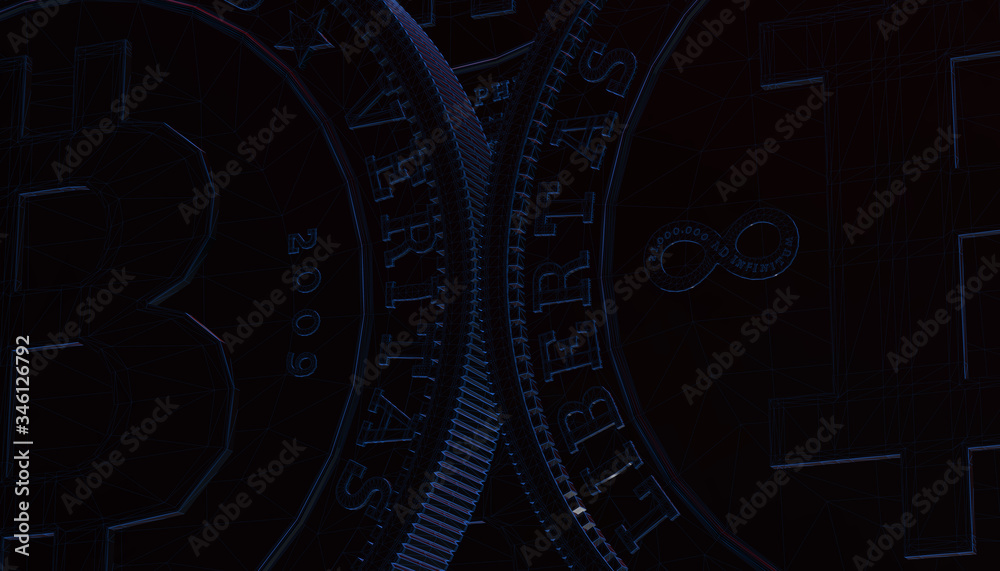 Obraz premium Bitcoins, new virtual money on various digital background, 3D render