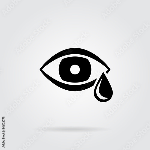 Tear cry eye icon. Woe and sorrow, sadness, grief symbol. Flat design. Stock - Vector illustration.
