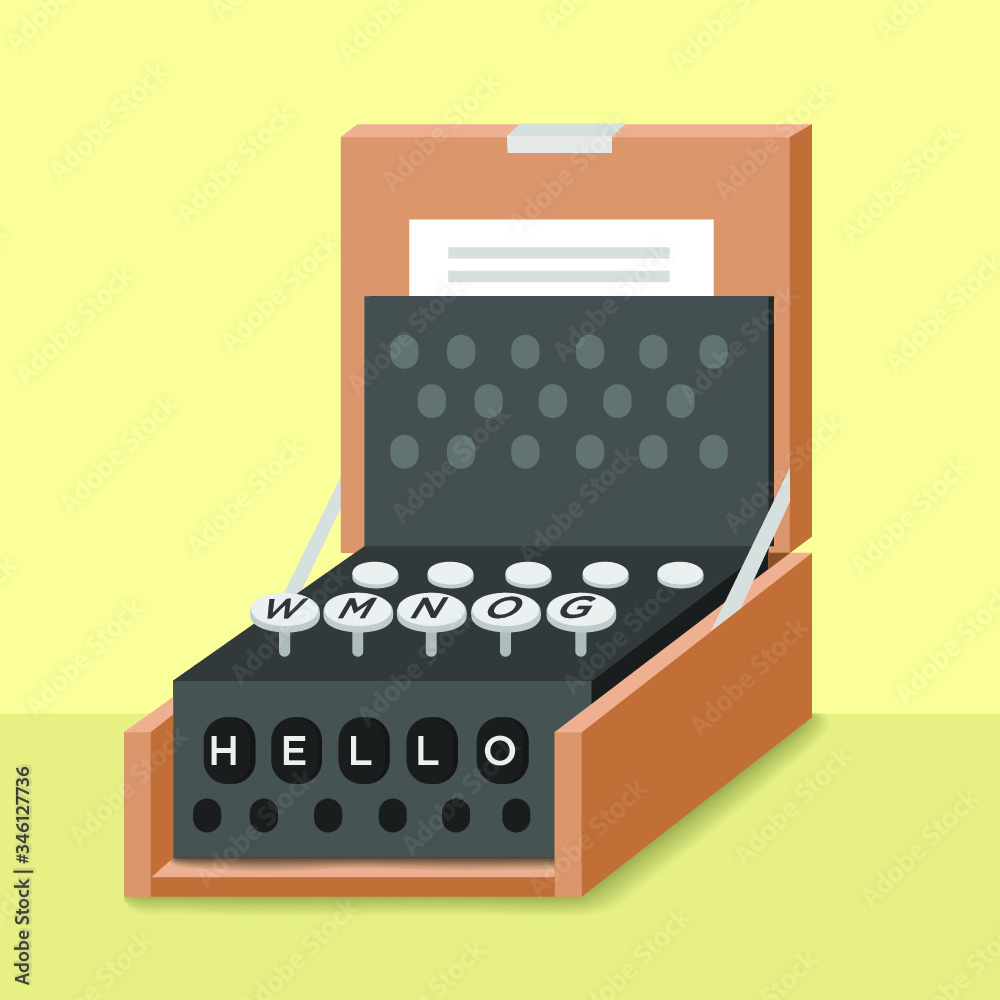 Enigma machine vintage old typewriter Icon.