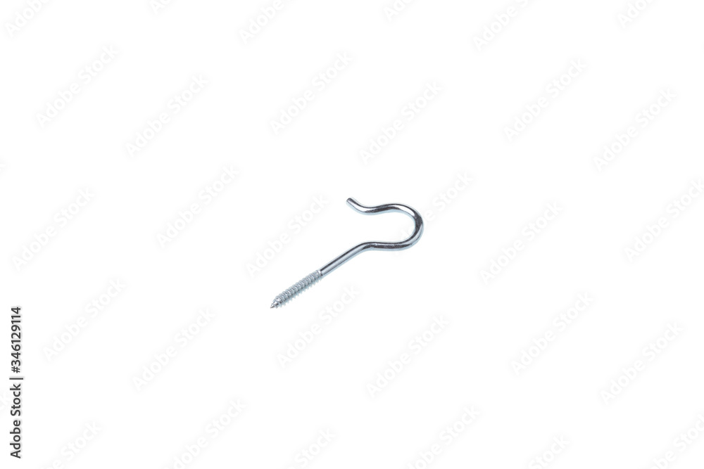 Single hook head screw, isolated on white background