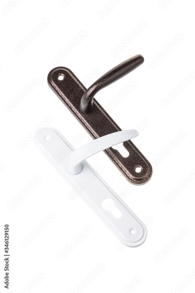 Set of door handle elements, isolated on white background Set of door handle elements, isolated on white background