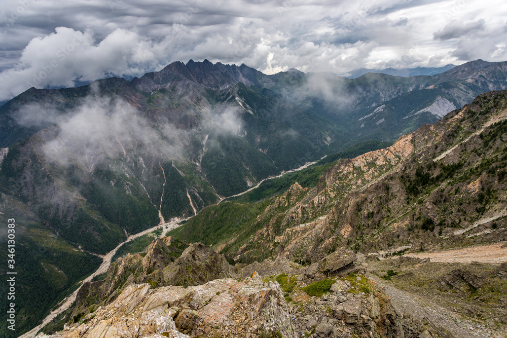 mountain view with storm clouds