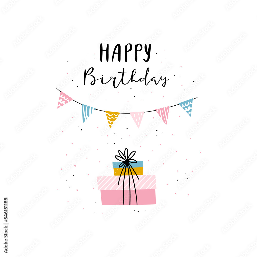 Cake with birthday greeting vector illustration