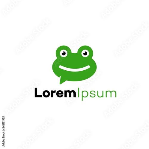 frog toad chat logo chatting and messaging app icon in simple modern style with bubble speech