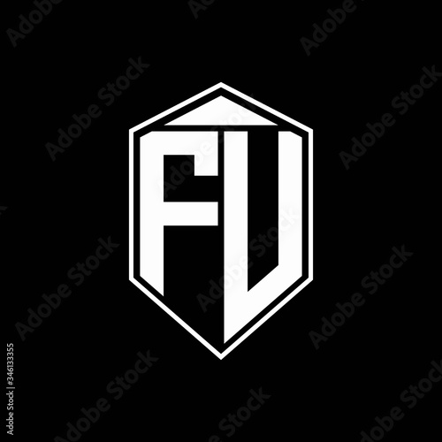 FU logo monogram with emblem shape combination tringle on top design template