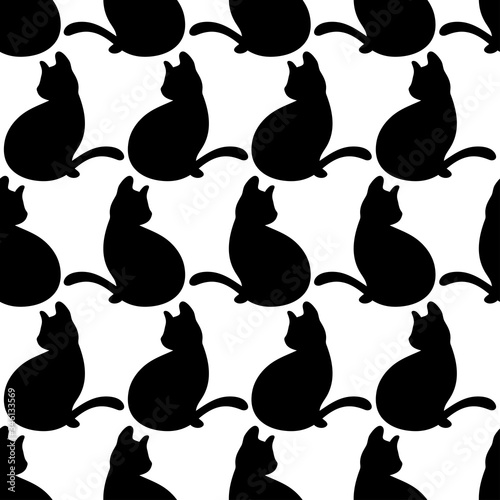 Black cat silhouette seamless pattern