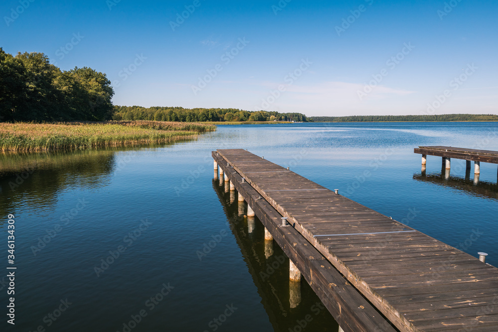Pier on Lake Necko in Augustow, Podlaskie, Poland