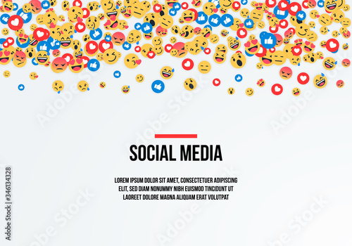 emoji emoticon icon falling from the top. social media love and like icons on white background. emoticon vector illustration