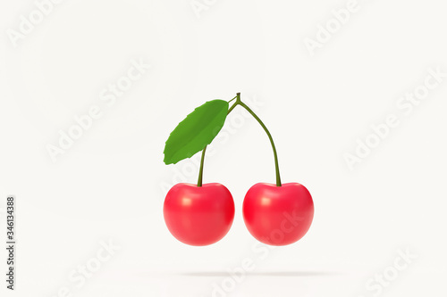 red cherry fruits 3d illustration model render.