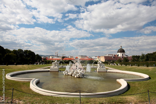 Beautiful view of famous Schloss Belvedere, built by Johann Lukas von Hildebrandt as a summer residence for Prince Eugene of Savoy photo