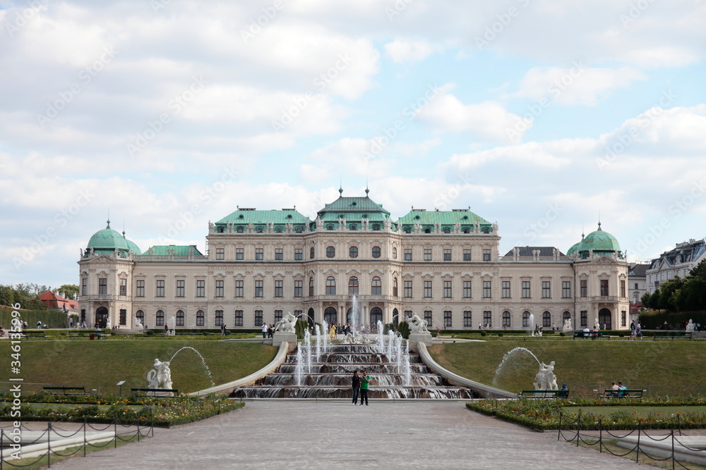 Beautiful view of famous Schloss Belvedere, built by Johann Lukas von Hildebrandt as a summer residence for Prince Eugene of Savoy