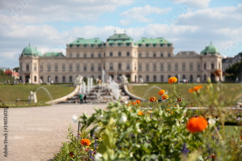 Beautiful view of famous Schloss Belvedere, built by Johann Lukas von Hildebrandt as a summer residence for Prince Eugene of Savoy