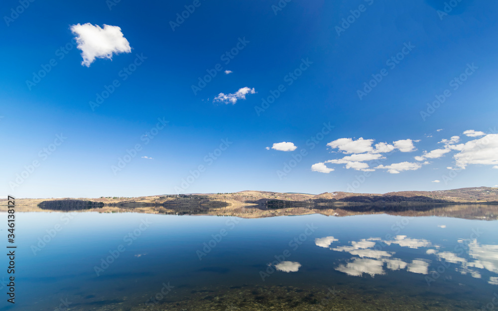 Panoramic view of Vlasina lake at early spring.