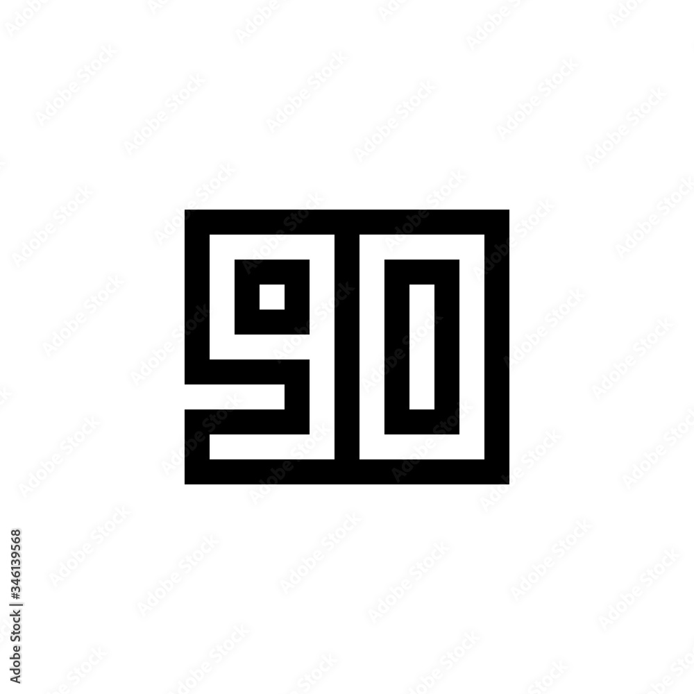 Number 90 icon design with black and white background Number 90 icon design with black and white background
