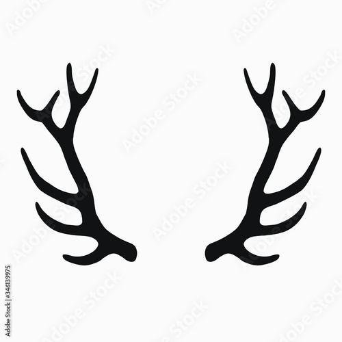 deer antlers rustic hand drawn vintage illustration vector elements set Fototapet