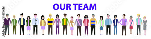 Set of full body diverse business people. Flat icons design white isolated. Vector graphic illustration. Man and woman, Different nationalities characters
