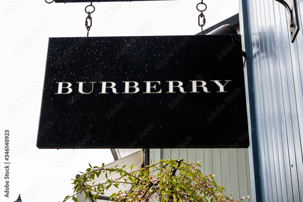 Editorial, Sign or logo of Burberry on hanging sign Stock Photo | Adobe  Stock