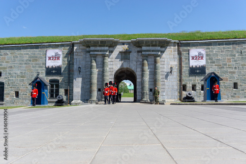 Quebec City, Canada, June 19 2019 : Change of guards ceremony at La Citadelle de Quebec in Quebec city photo