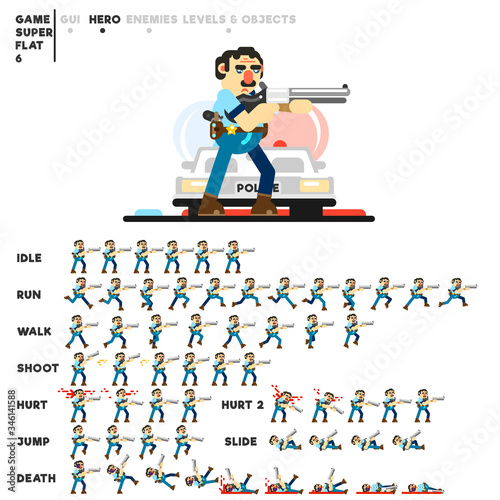 Animation of a cop with a shotgun for creating a video game