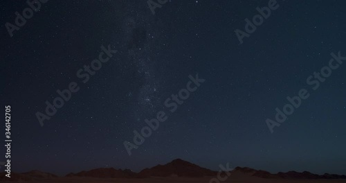 Die Milchstraße sternenklar mit Berge in der Wüste Namibia Zeitraffer photo