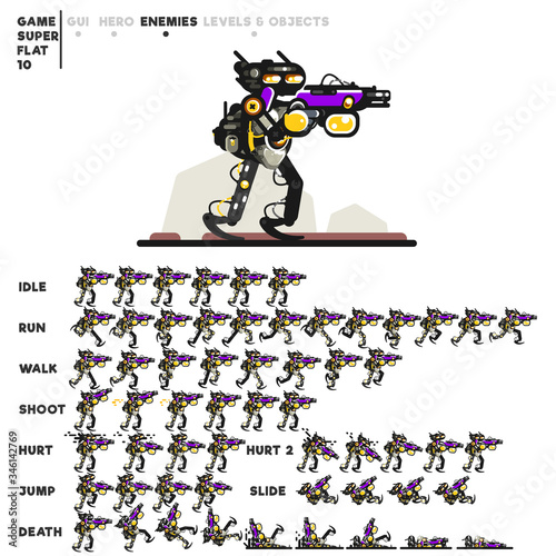 Animation of a cyborg with a shotgun for creating a video game