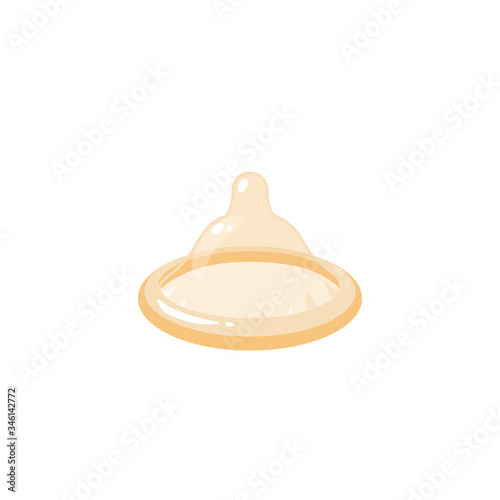 Methods of birth control and disease prevention: latex condom. Vector illustration cartoon flat icon isolated on white background.