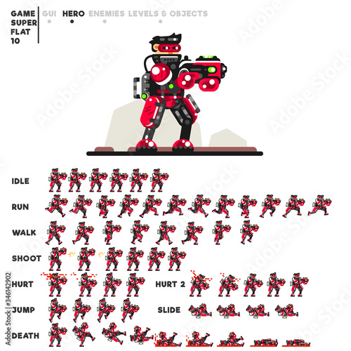 Animation of an advanced soldier with a shotgun for creating a video game