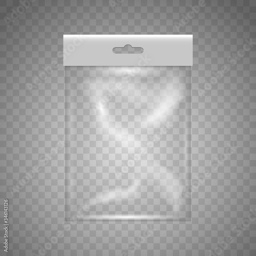 Transparent plastic bag. Vector illustration.