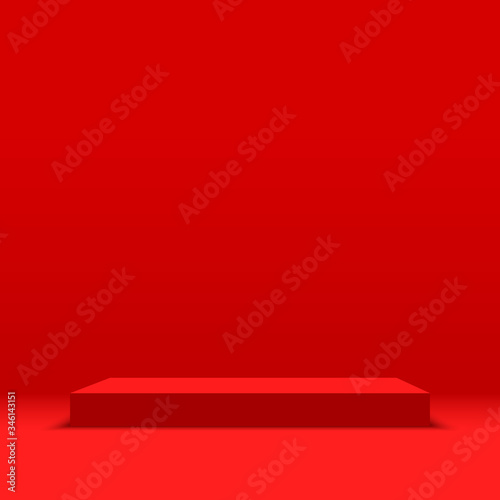 Red podium. Pedestal. Vector illustration.