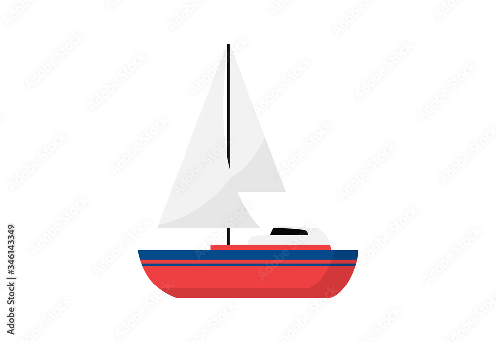 Small sailing yacht. Cruise, vessel, traveling. Can be used for topics like summer, regatta, adventure