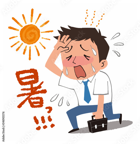 イラスト素材: 熱中症　男性　ビジネスマン