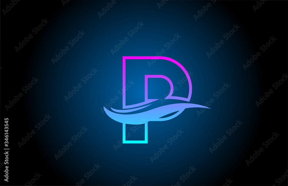 P blue and pink alphabet letter logo icon for business and company with simple line design P blue and pink alphabet letter logo icon for business and company with simple line design