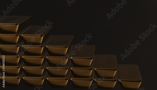 Gold bars and Financial 3d render