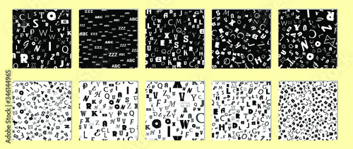 Fototapeta Naklejka Na Ścianę i Meble -  Letters, alphabet, education, school concept. Seamless vector EPS 10 pattern. Flat style