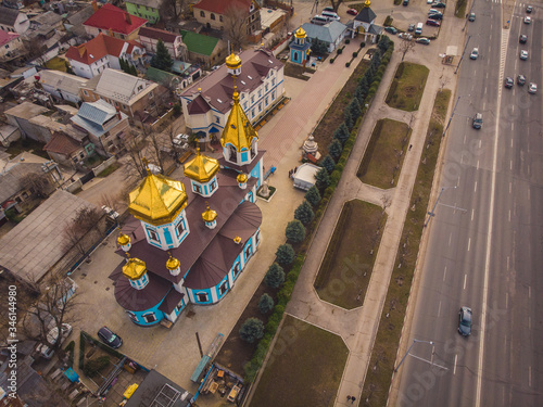 Ciuflea Monastery Sf. Teodor Tiron, Chisinau, Moldova, 2020. Beautiful aerial view photo