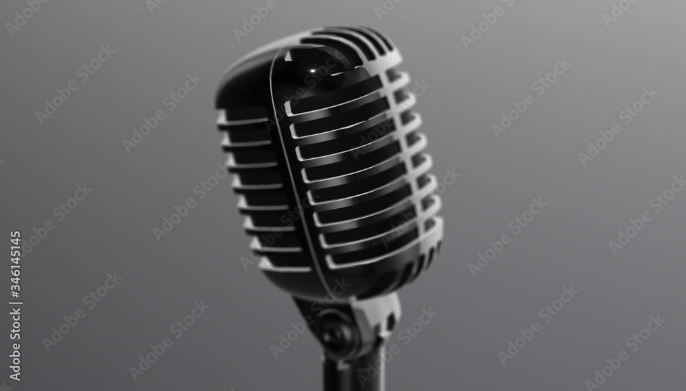 Fototapeta premium Retro aluminium microphone. 3d render