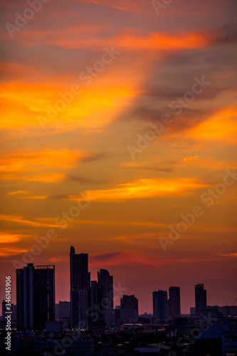 Blurred abstract background view Of bokeh lights from residences in the colorful capital city,with multicolored circular patterns,a beauty of art